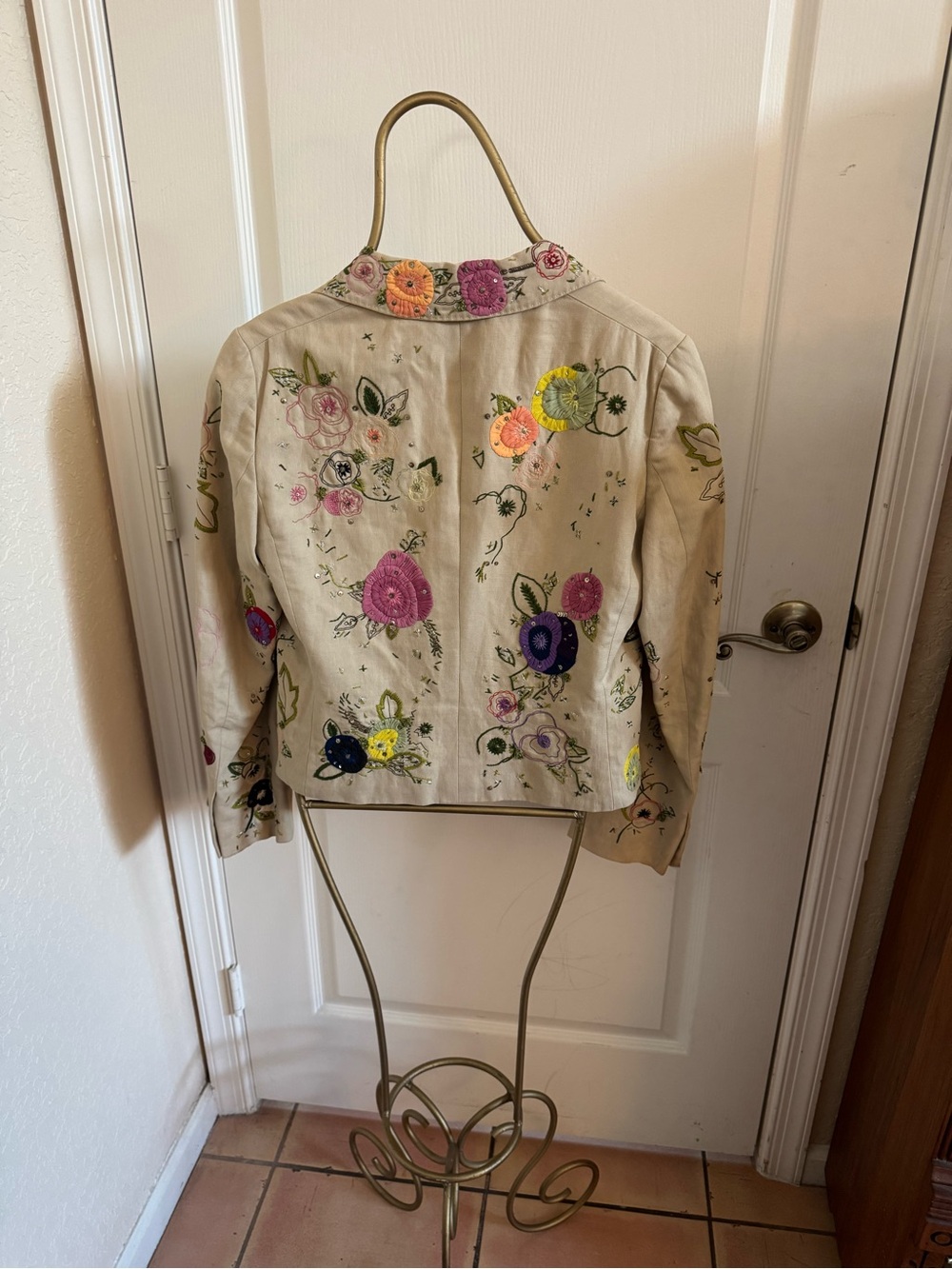 Vintage Moschino Multi Color Embroidered on a Beige Background - Picture 3 of 13